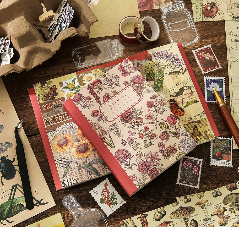 Aesthetic Scrapbooking Supplies Kit Vintage Flowers - Temu