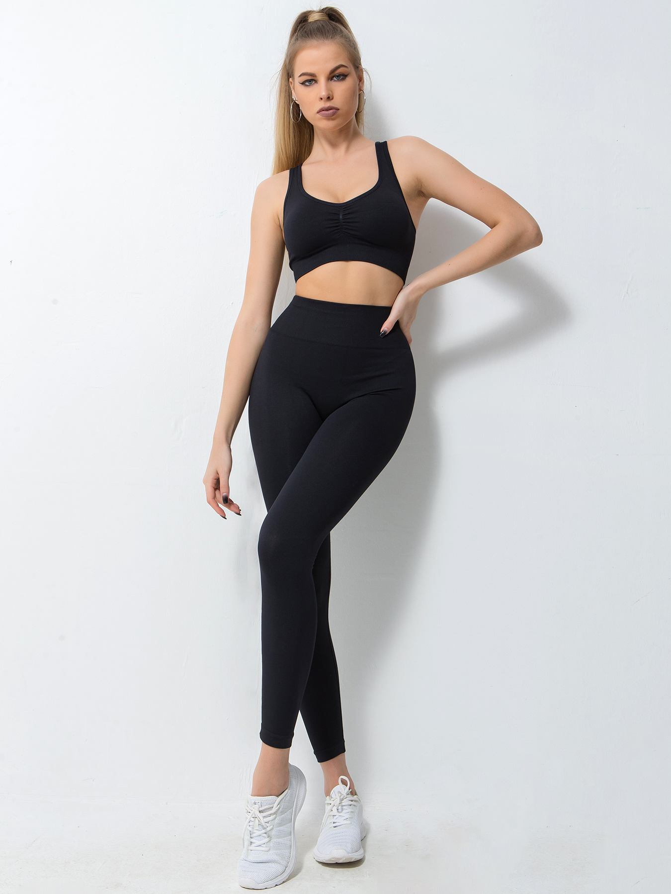 Womens High Waist Pants Solid Color Sports Bra Womens Temu Australia