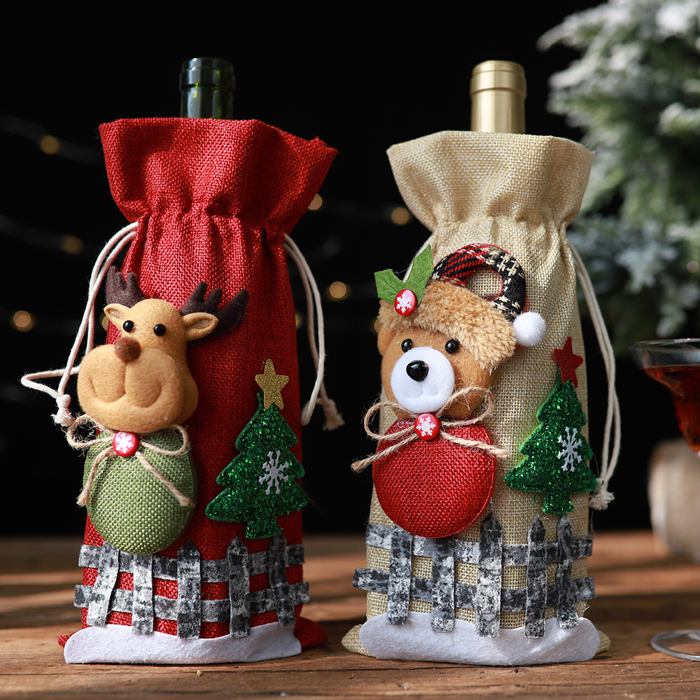 1 Pieces Christmas Wine Bottle Cover,Sweater Wine Bottle Cover Bags Holiday  Wine Bottle Cover Cute Reindeer Wine Bottle Cover for Christmas Party  Decorations Xmas Gift 