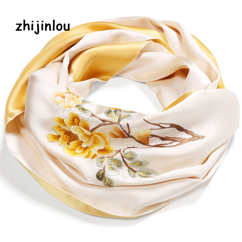 Double Layer Su Embroidery Silk Scarf Embroidered Scarf Gift