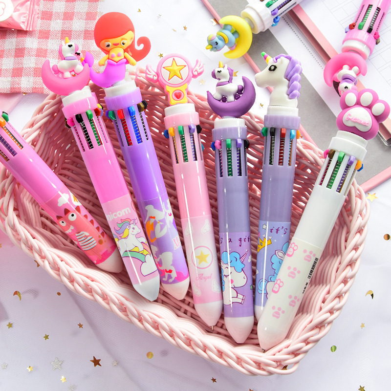 Cute 10 Color Animal Shaped Retractable Ballpoint Pen Unicorn Pen