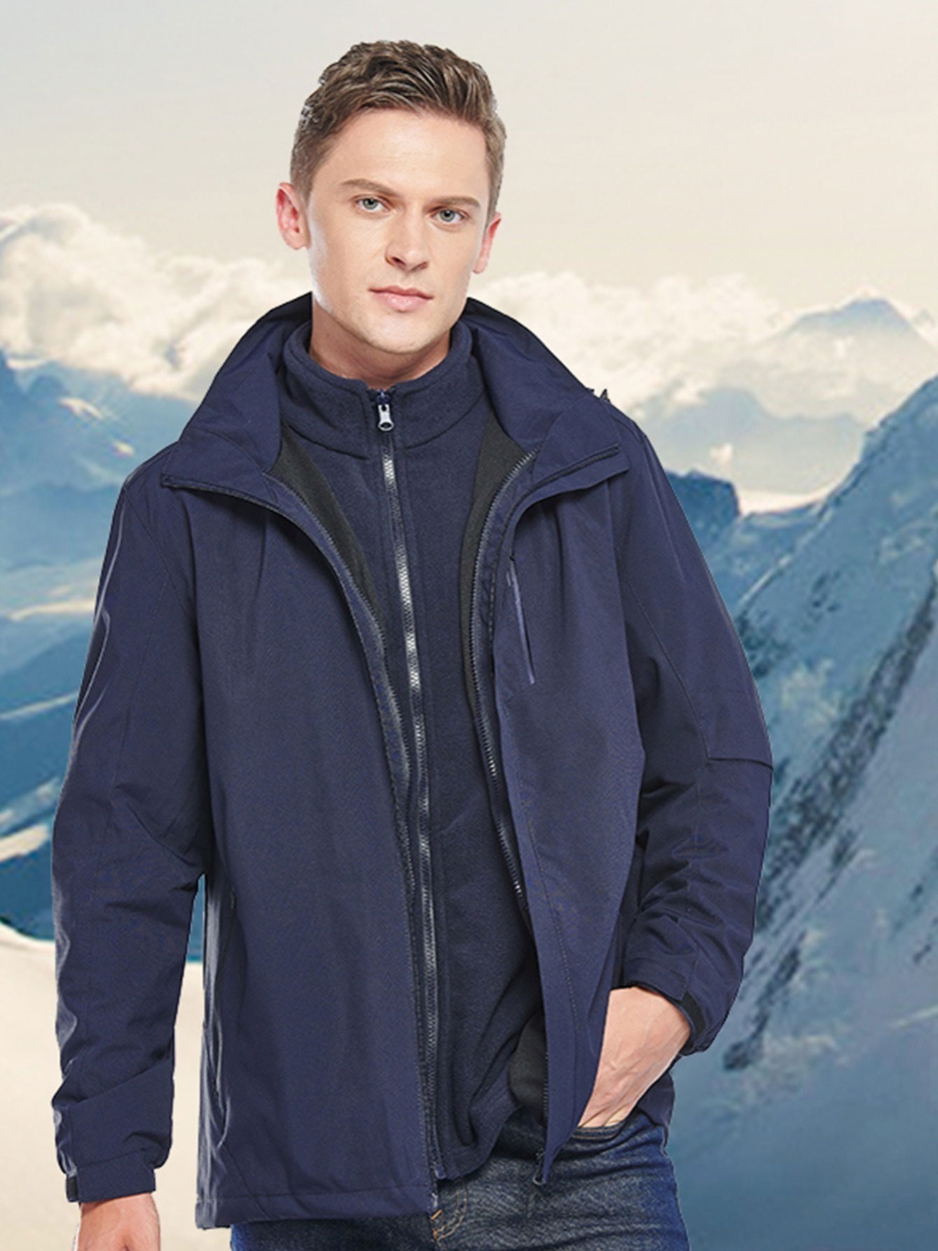 Autumn/winter New Men\'s Zipper Hooded Trench Coat Detachable - Temu | Übergangsjacken