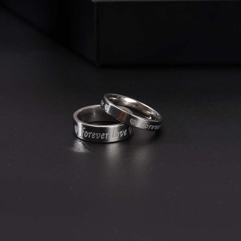 2pcs/set Love Forever Chic Heart Stainless Steel Rings Clothing