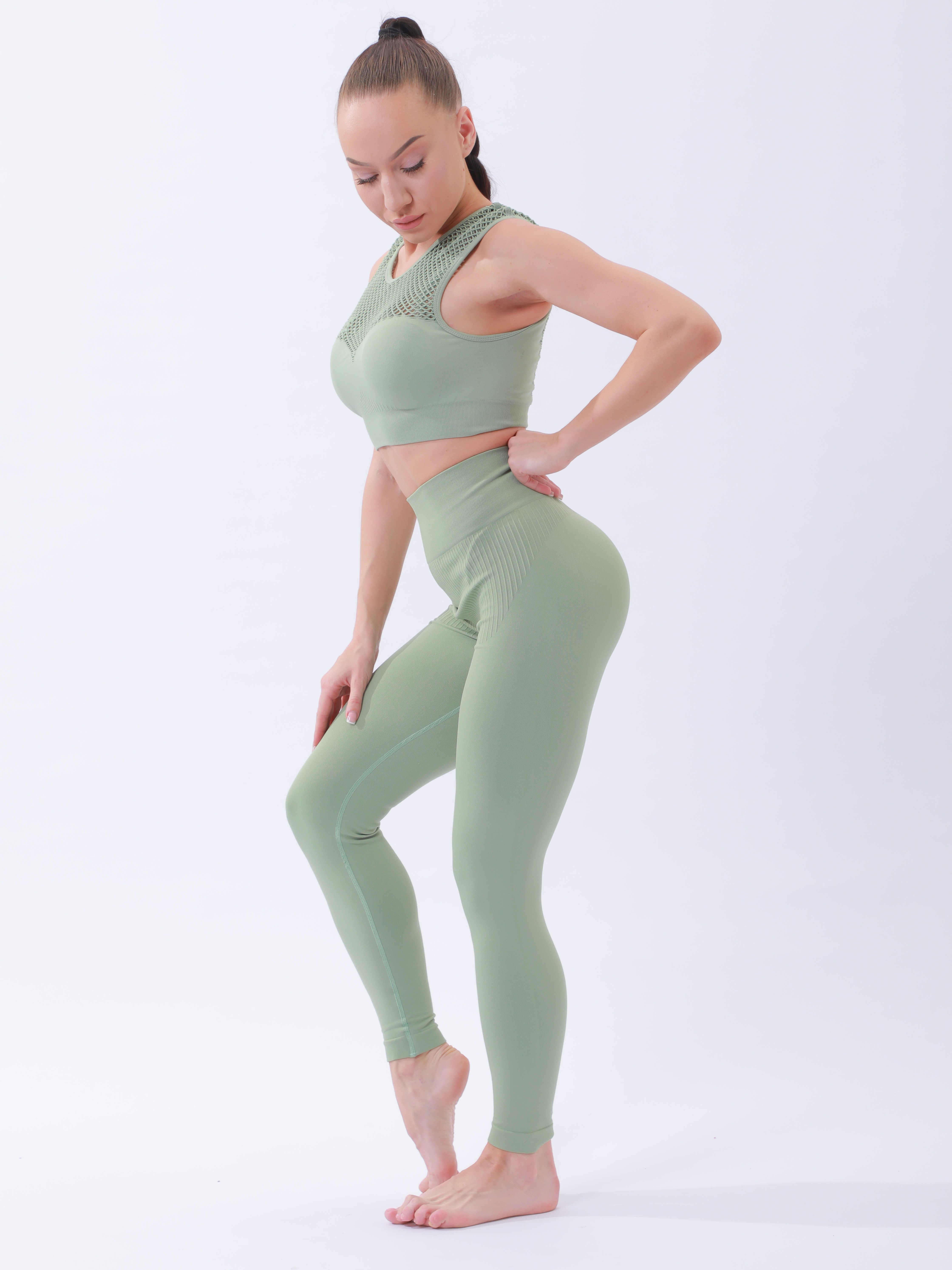 Yoga Basic 2 pièces Ensemble sport costume sans couture élasticité