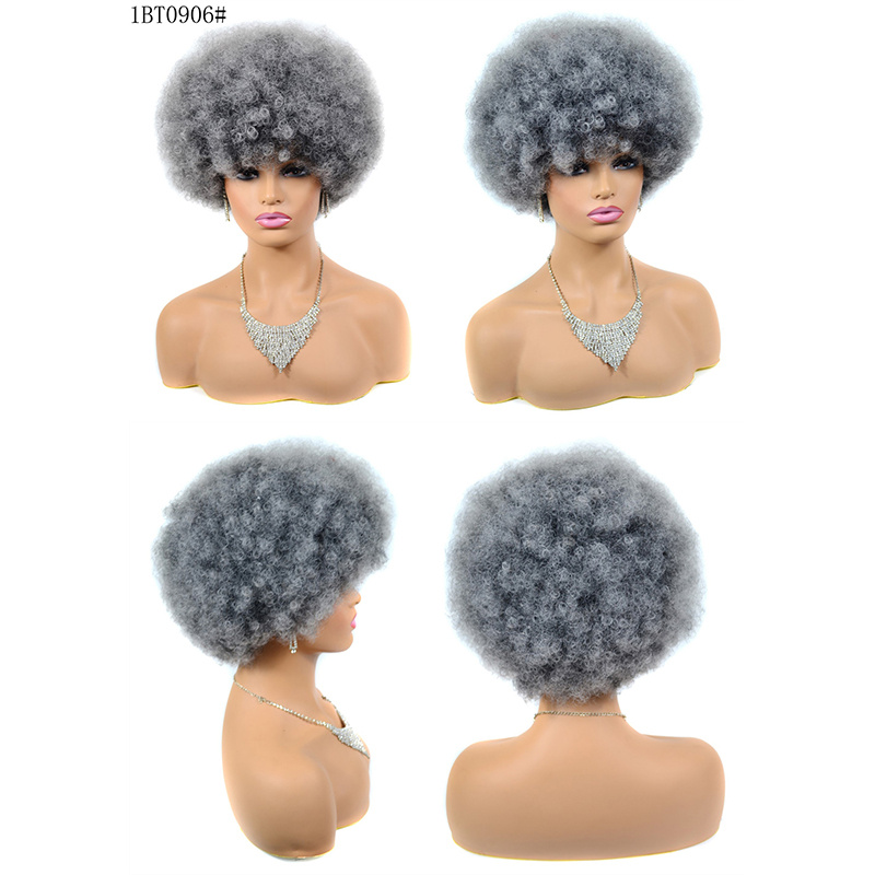 Head Wig Headgear Short African Microwave Curly Hair Fluffy Temu