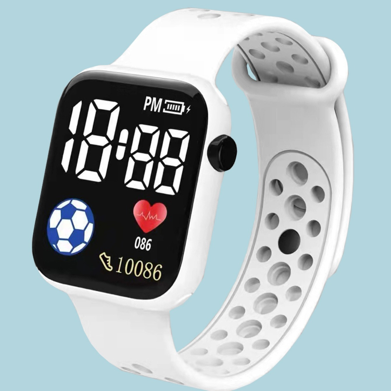 Heart Earth Square Dial Electronic Wrist Watch Waterproof Led Sport