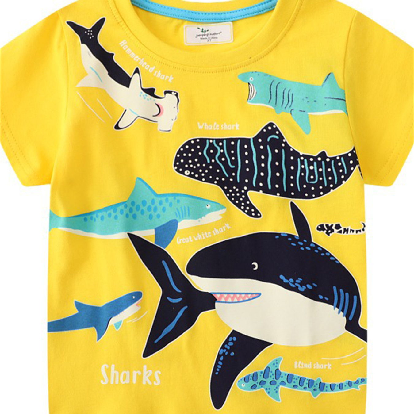 Toddler Fluorescent Sharks Printed T Shirt - Baby Products - Temu