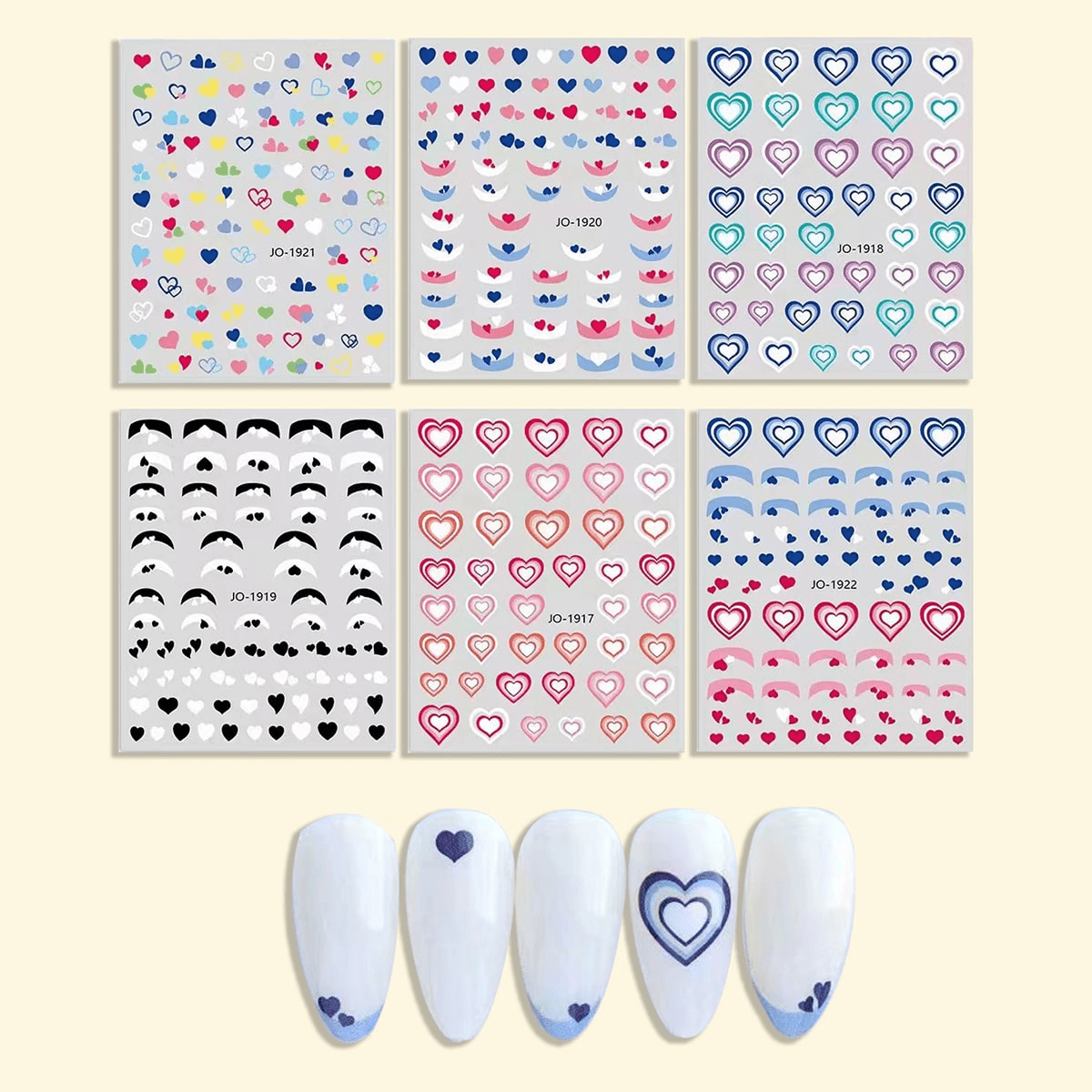 6 Sheet Gradient Heart Nail Art Decoration - Beauty & Personal Care - Temu