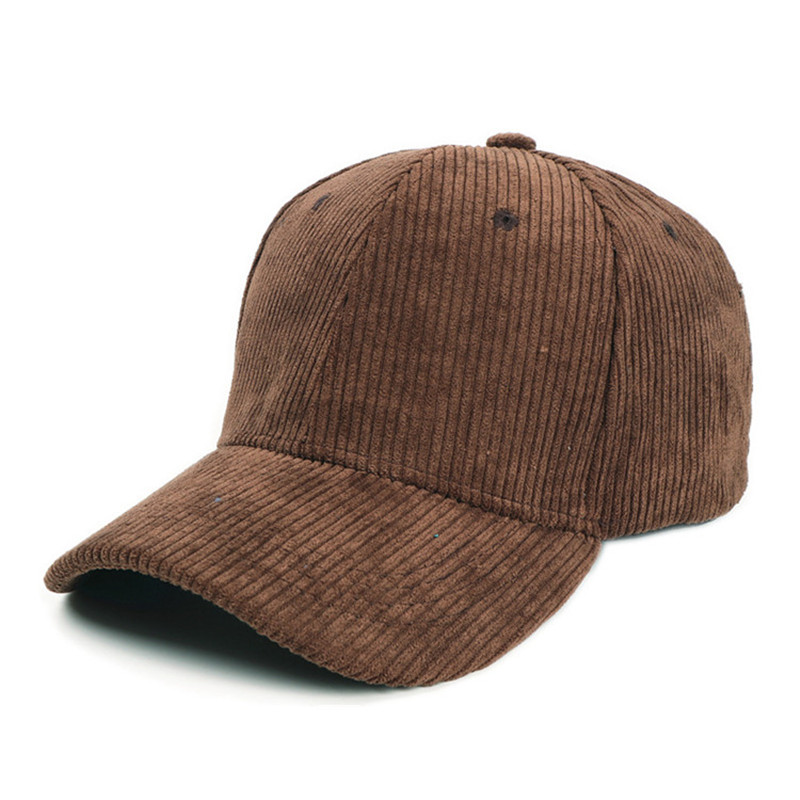 Solid Corduroy Strapback Cap Baseball Hat