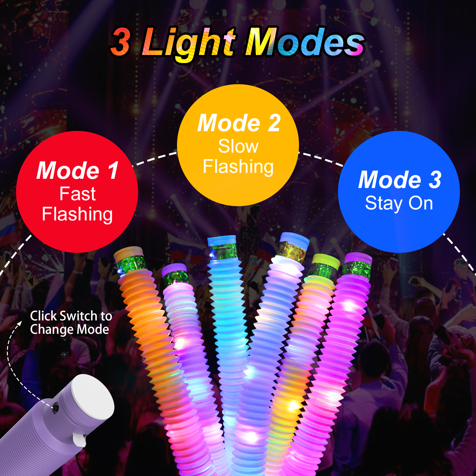 Jawhock jawhock 12 pack led light up pop fidget tubes, party favors sensory  fidget toys stocking stuffers, large glow sticks glow in