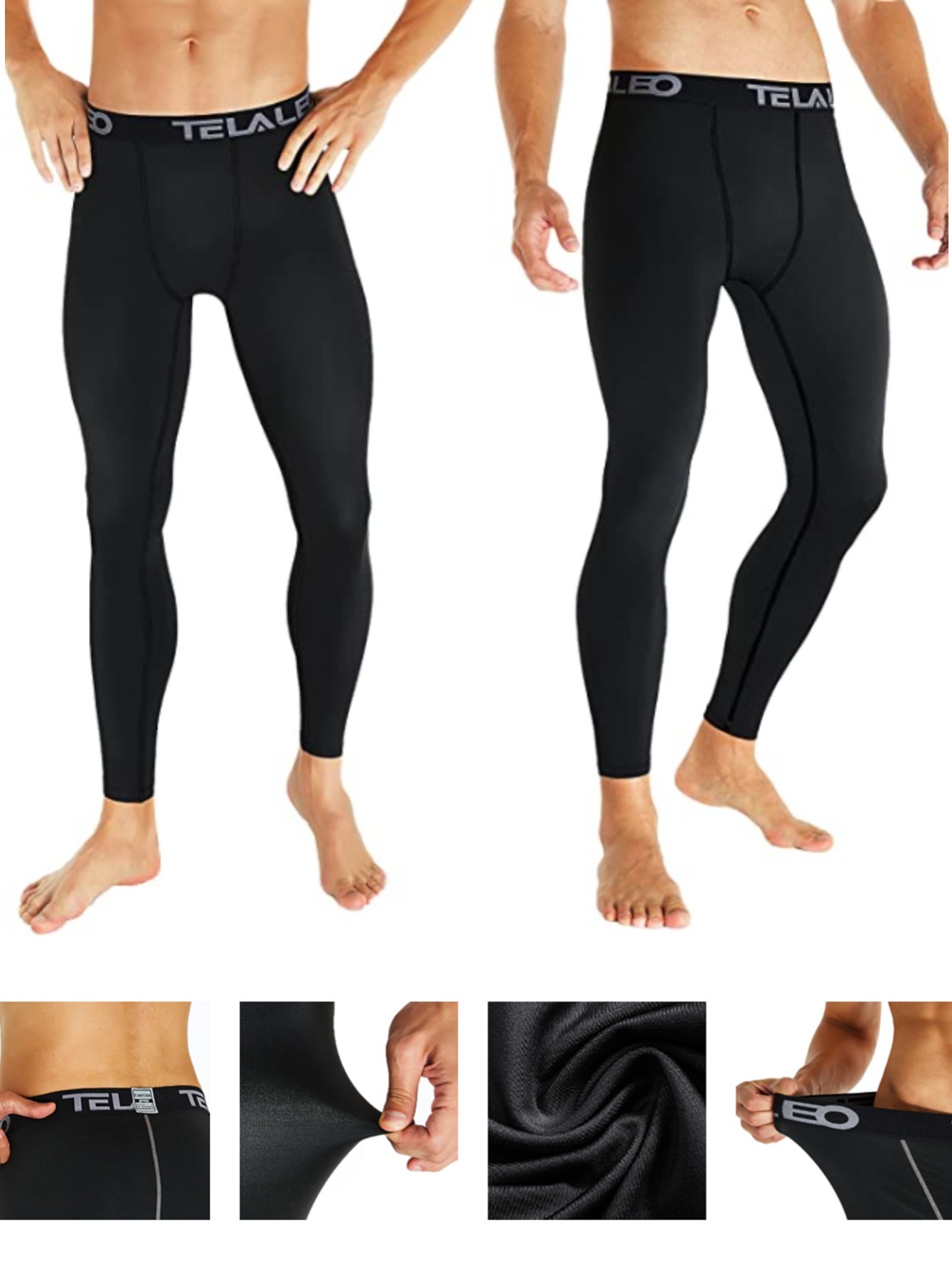 Tesuwel 1 or 2 Pack Compression Pants Men Cool Dry Basketball Athletic  Workout Running Tights Mens Sports Leggings for Gym 33-black X-Large