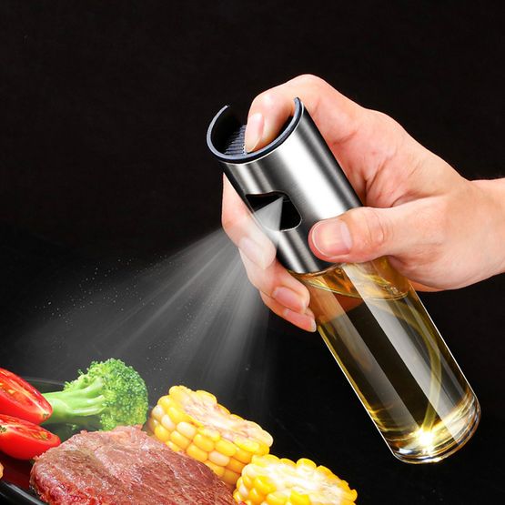 1pc, Fuel Spray Bottle, 304 Stainless Steel Spray Bottle Spray, Kitchen Cooking Oil Spray, Glass Oil Can