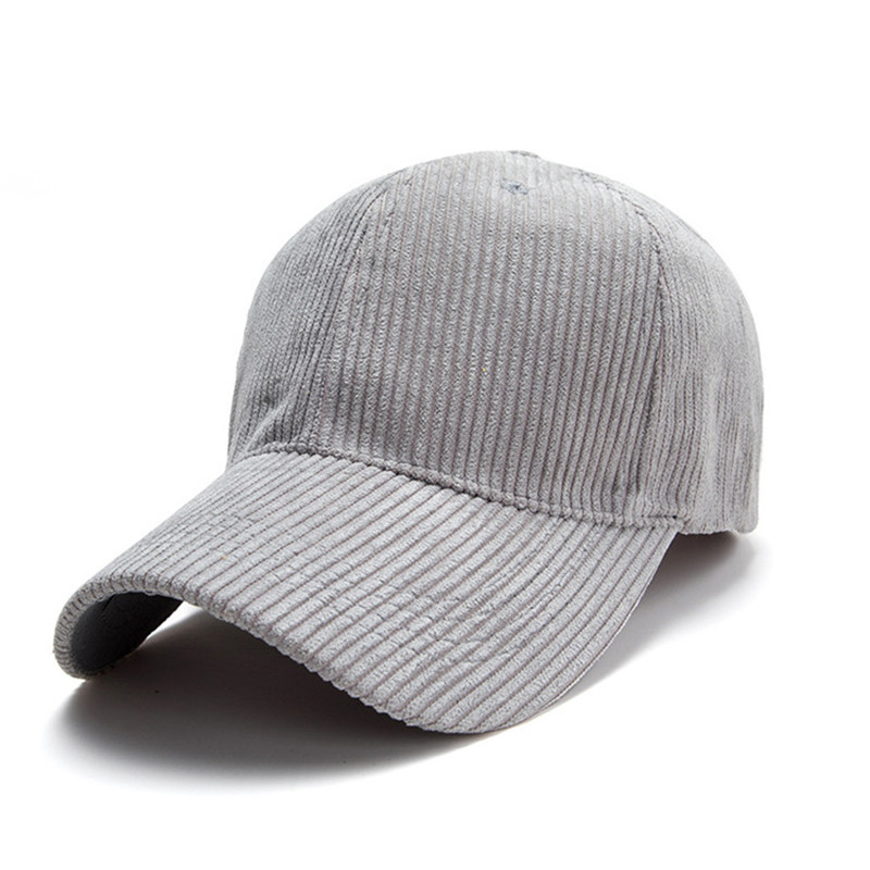 Solid Corduroy Strapback Cap Baseball Hat