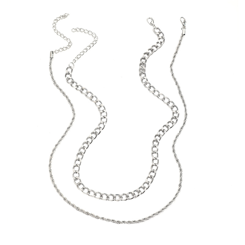 2pcs Men's Double Layered Necklace Set