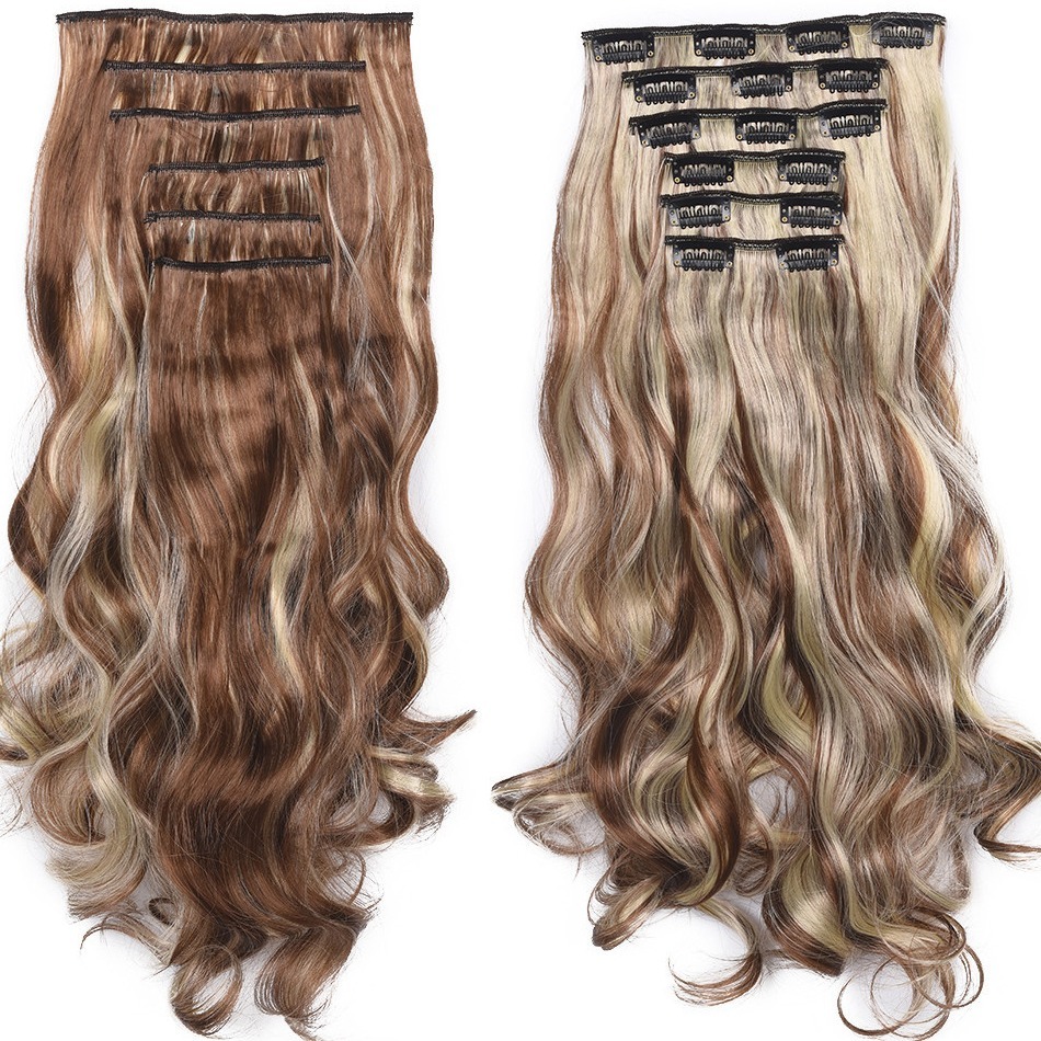 Long Straight Synthetic Hair Extensions Clips High Temperature Fiber Black  Blonde Hairpiece For From Pompousa, $19.1