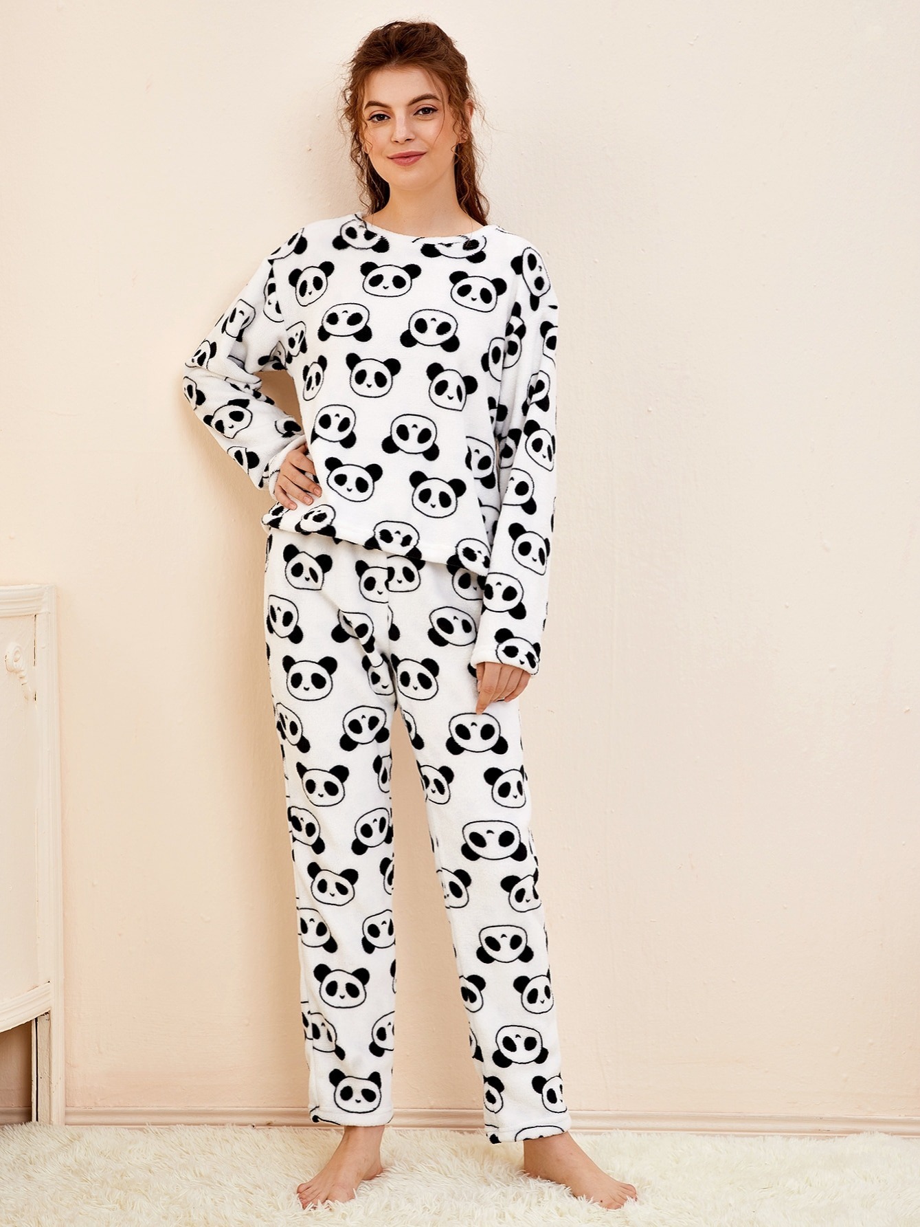 Women's Loungewear Allover Panda Print Pajama - Temu