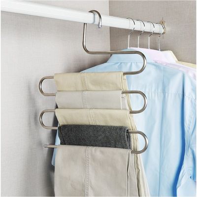 1pc/2pcs 5-Layer Trouser Rack Stainless Steel S Type Multi-Layer Clothes Rack