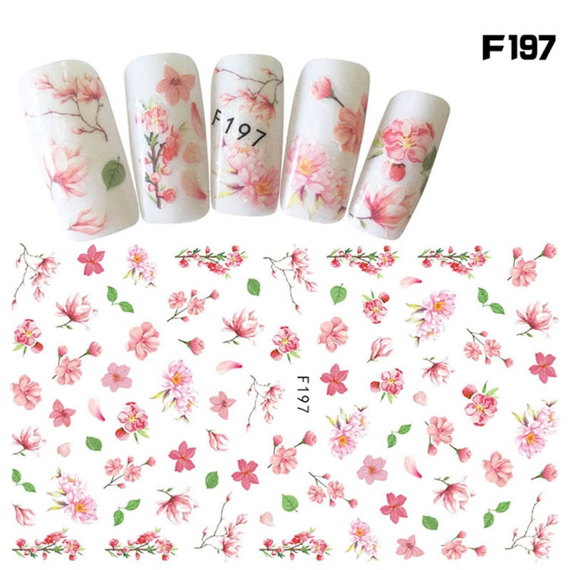 Japanese Ink Flower Nail Stickers 3d Press Manicure Kit Long Temu