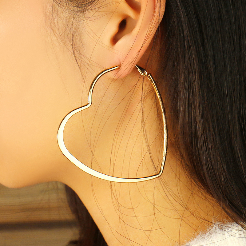 Sleek Big Heart Hoop Earrings