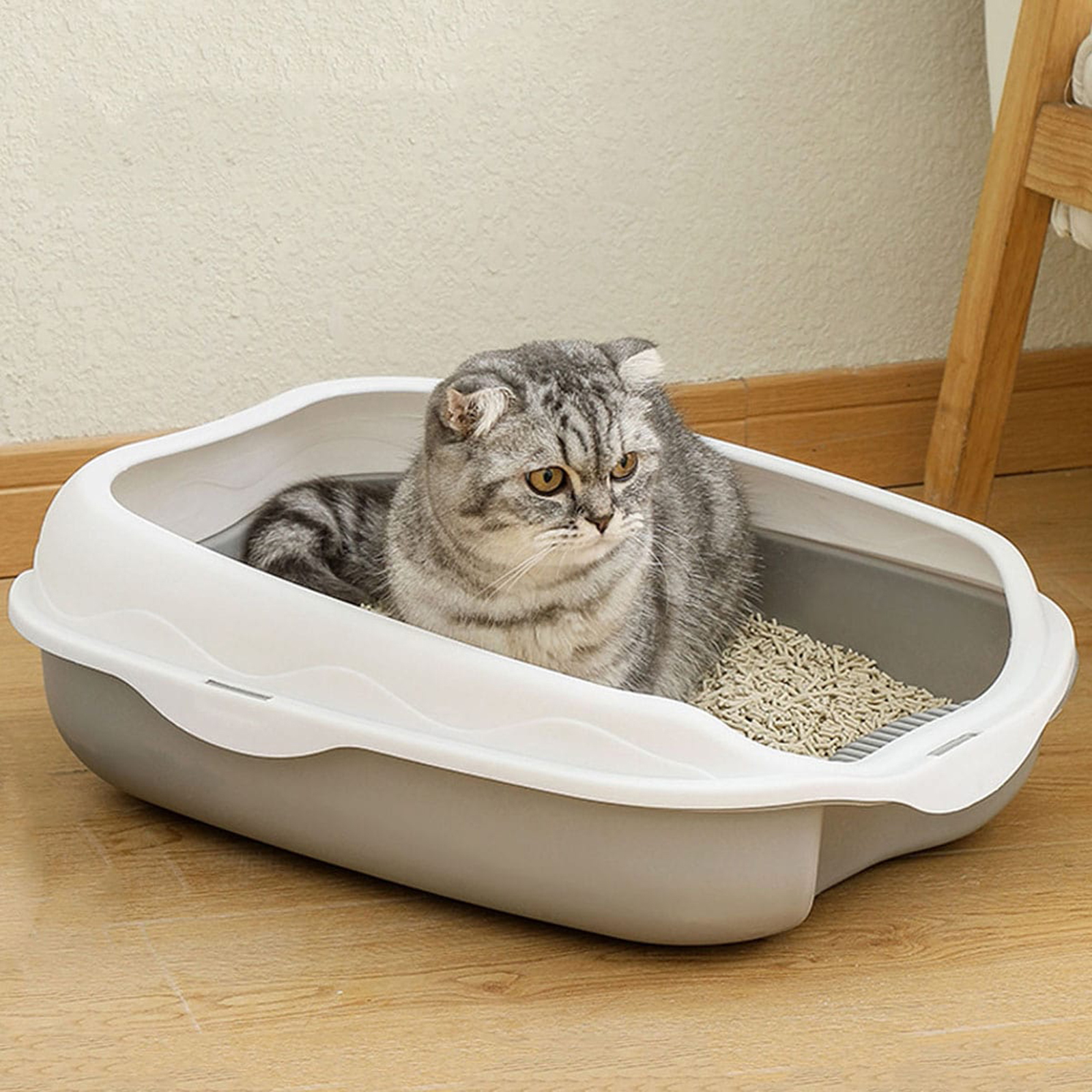 BESTHUA Enclosed Cat Litter Box Semi-Enclosed Sifting Litter Box With High  Sides Detachable Shallow Cat Toilet Prevents Urine and Litter Leakage