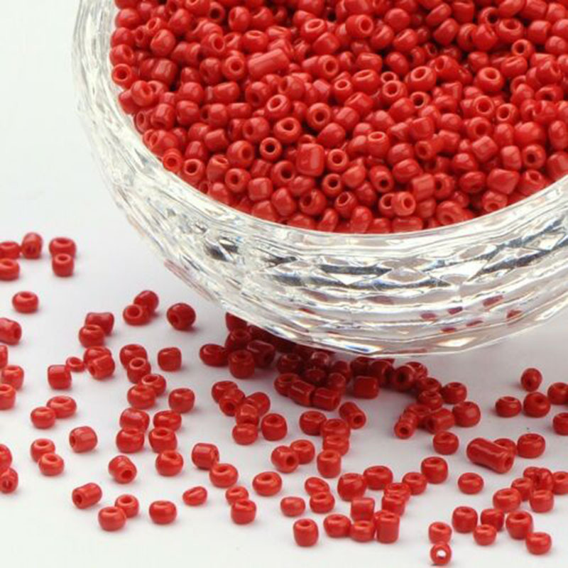 Transparent Red Glass Beads 8/0