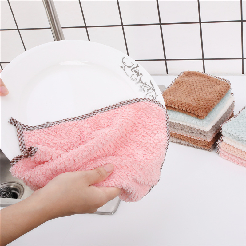 Thickened Dish Towel, Hanging Hand Towels, Kitchen Rag With