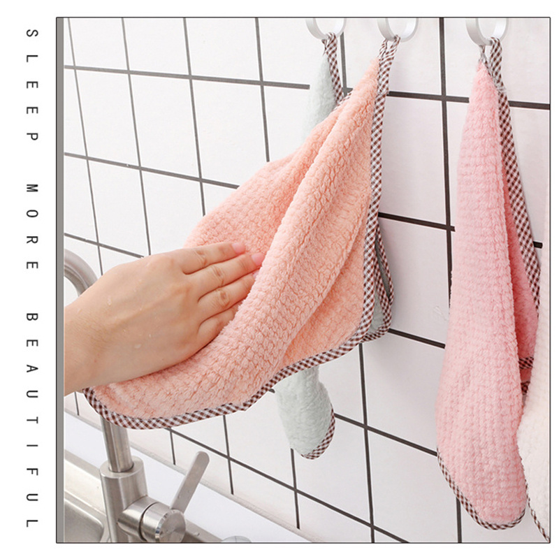 Thickened Dish Towel, Hanging Hand Towels, Kitchen Rag With