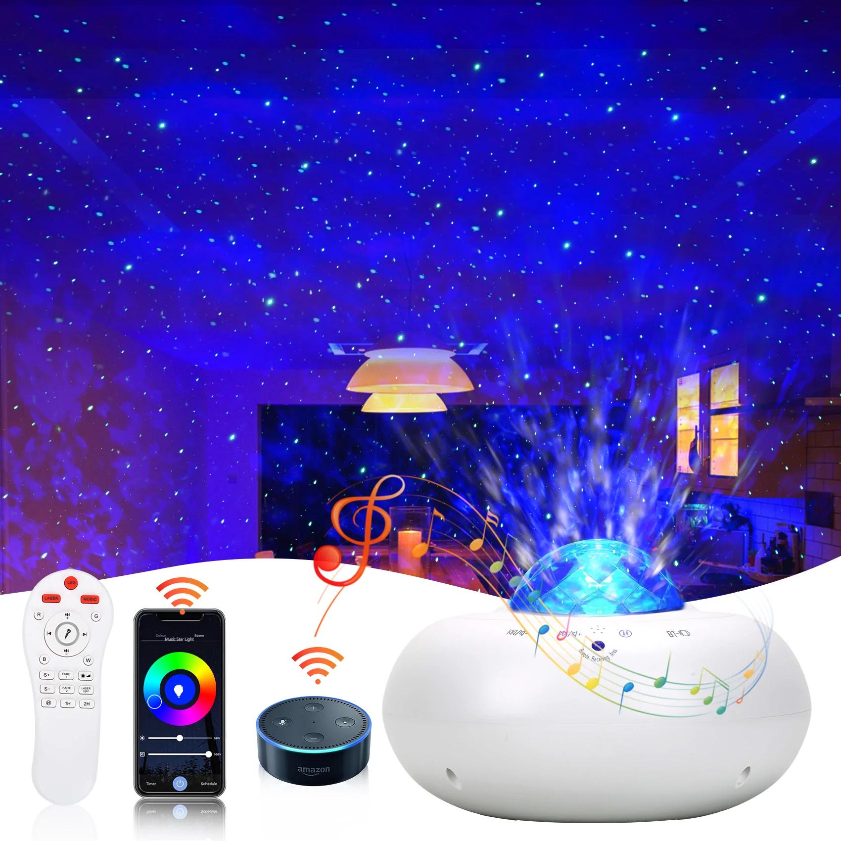 Proyector Smart Galaxy funciona con Alexa & Google Home, proyector de luz  nocturna con estrella de control de voz con nebulosa, luces de cielo