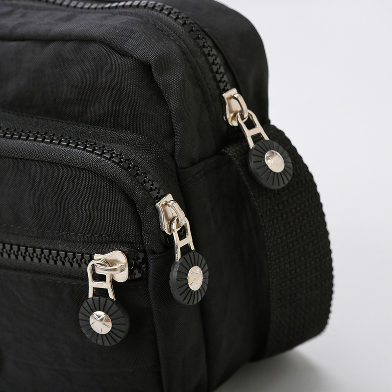 Mini Square Bag Black Zipper Waterproof Adjustable Strap