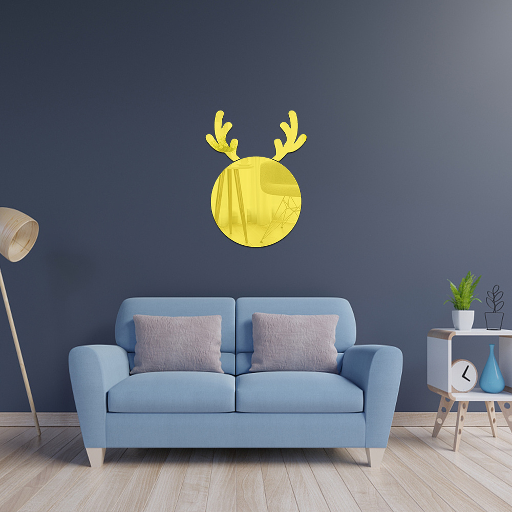 Mirror Deer Head Acrylic Wall Sticker Decal Removable