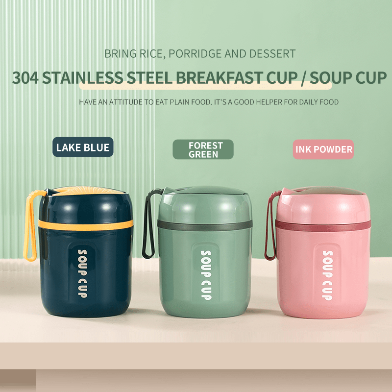 480ml Insulated Food Jar, Double Layer Stainless Steel Thermal Soup  Containers, Vacuum Leak Proof Bento Box with Spoon for School Office Picnic  Travel