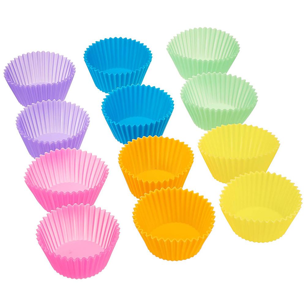 12pcs Round Shaped Muffin Cupcake Silicone Baking Molds Muffin