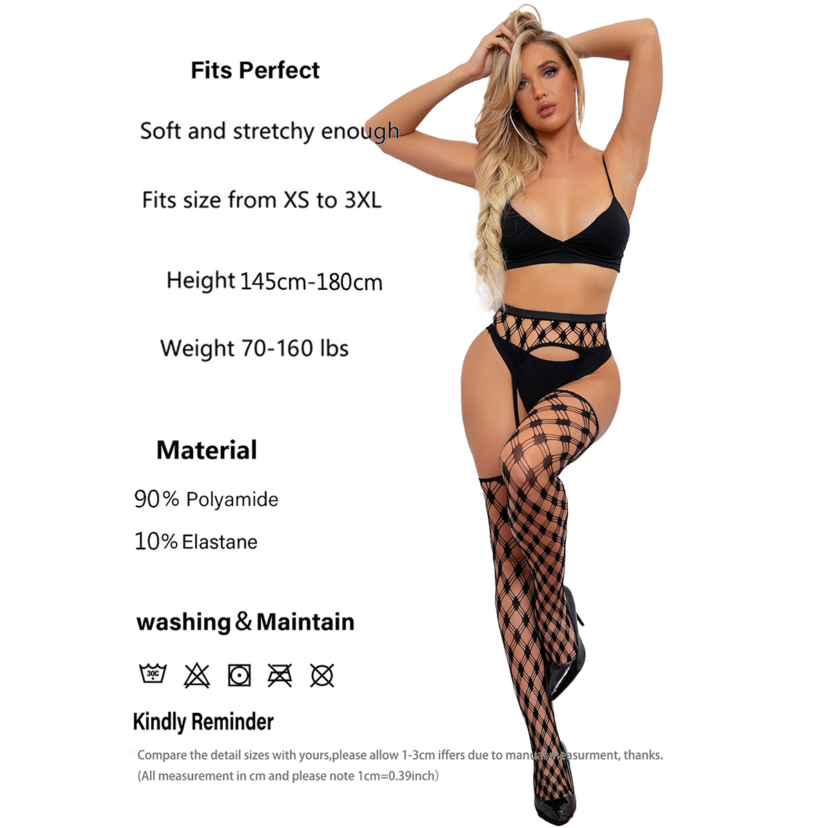 Women's Long Sexy Fishnet Stockings Black Fish Net Tights Pantyhose  Bodystocking
