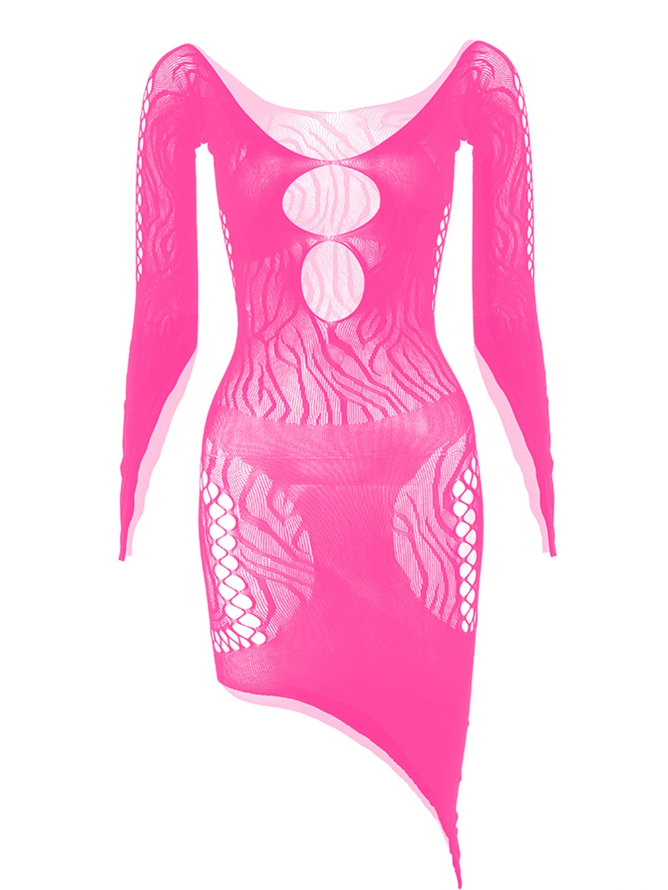 Women's Sexy Sultry Long Sleeve Fishnet Dress Hollow - Temu Australia