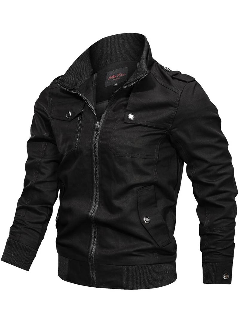 Men's Casual Stand-up Collar Jacket With Multi Pockets - Clothing ...
