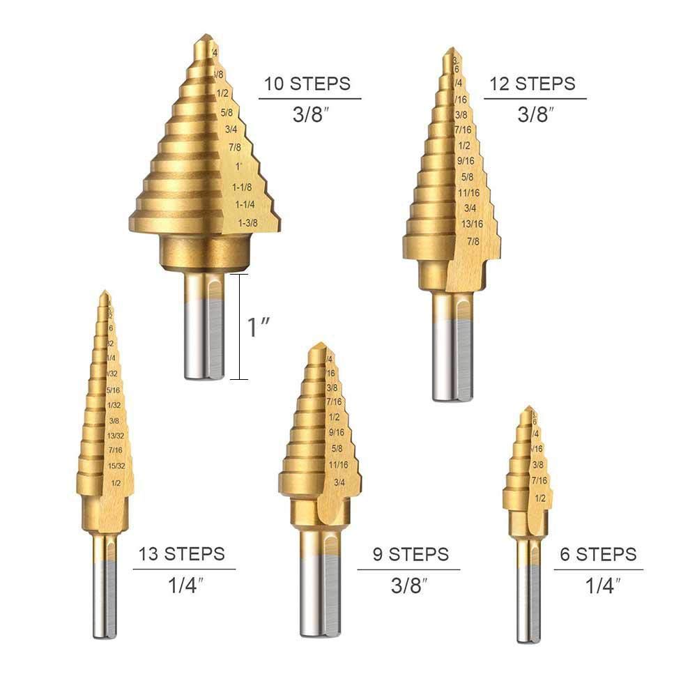 Hss Titanium 50 Sizes In 5 Step Drill Bits Set With - Temu