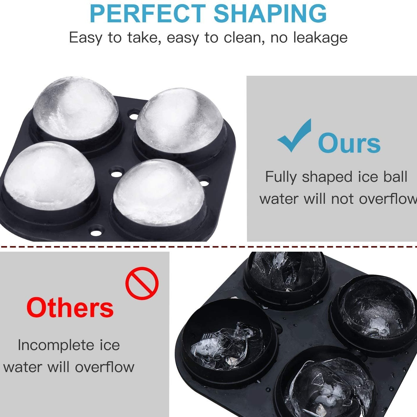 1pc Gray Whiskey Ice Ball Mold, Silicone Ice Cube Tray With Lid Creative  Whiskey Cocktail Large Ice Ball Maker