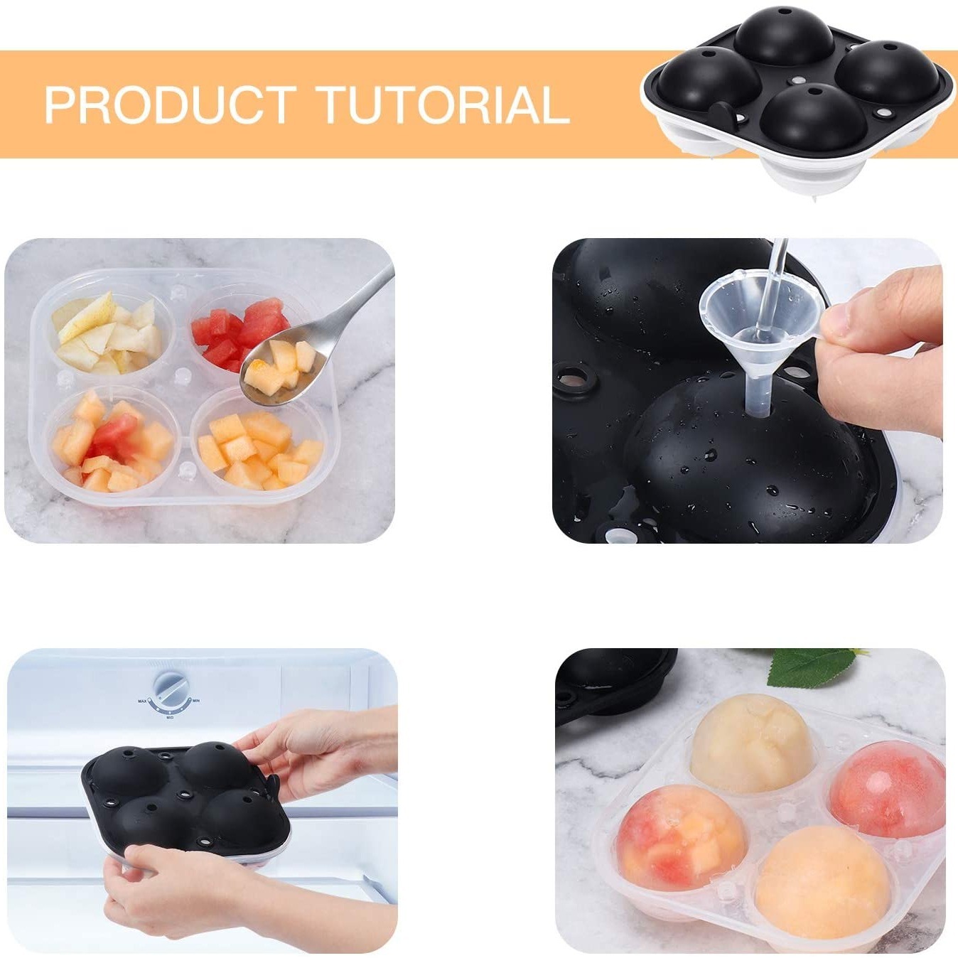 Silicone Sphere Ice Cube Mold Kitchen Stackable Slow Melting DIY Ice Ball  Round Jelly Making Mould For Cocktail Whiskey Drink