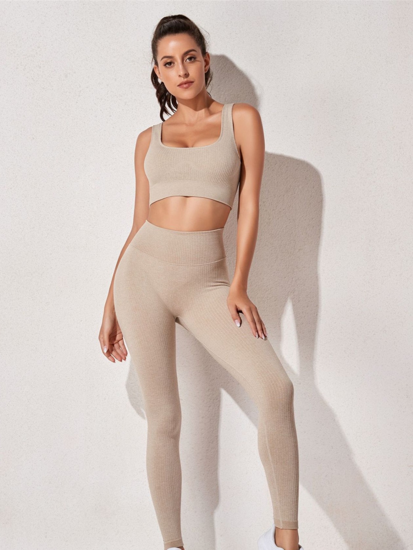 Sports Bra & Ribbed Leggings Matching Set