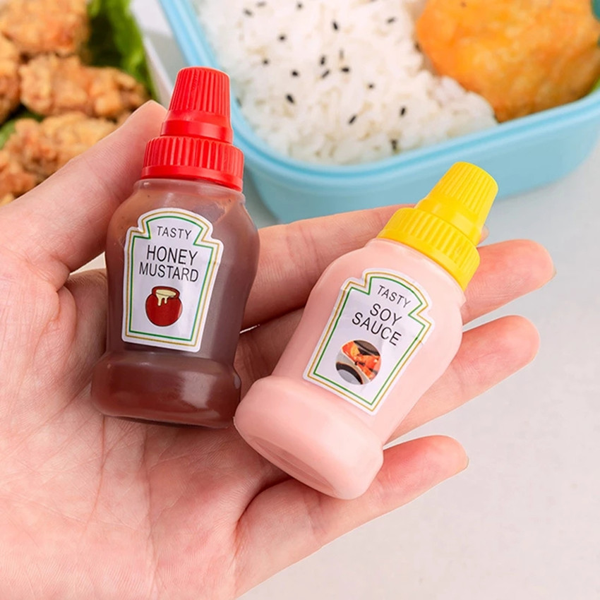 4Pcs Plastic Sauce Squeeze Bottle Mini Seasoning Box Salad Dressing  Containers Outdoor Portable Barbecue Spice Jar Kitchen Tool