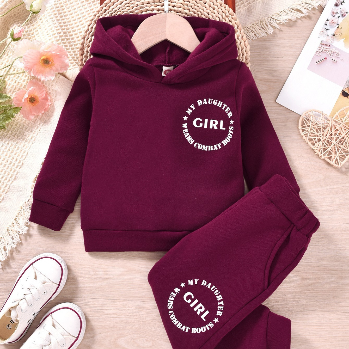

Girls "my Daughter Wears Combat Boots" Sweatsuit, Casual Hoodies & Matching Sweatpants Fall Winter Outfits Kids Clothes