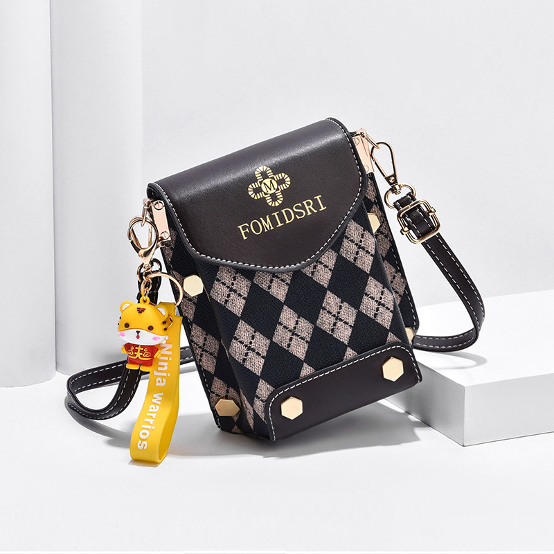  Women Houndstooth Shoulder Bag Ladies Fashion PU