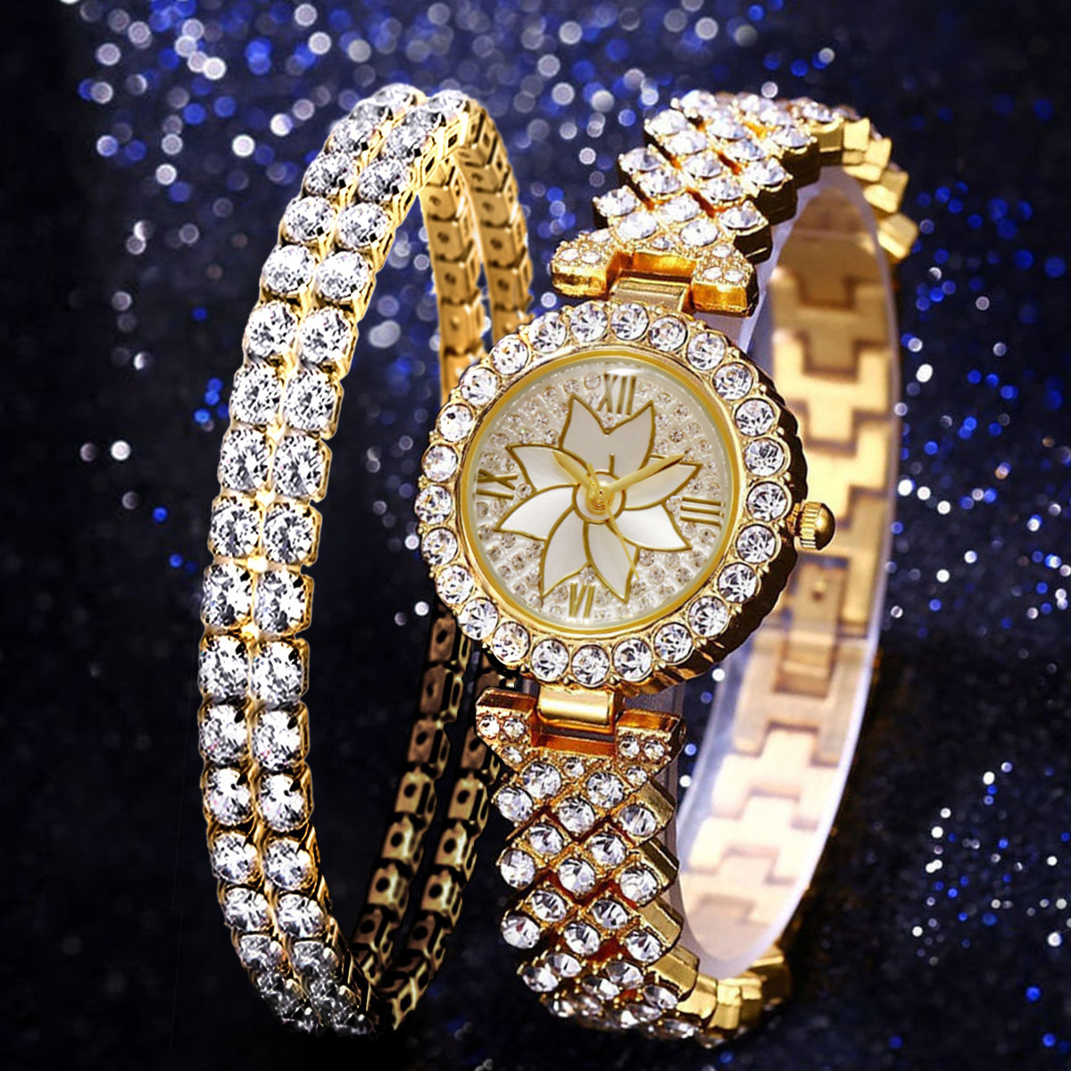 Relojes Diamantes Imitación Mujer Relojes Pulsera Dorados - Temu
