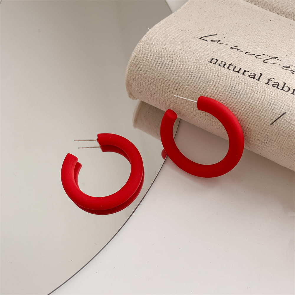 Candy-colored Hoop Earrings With A Simple