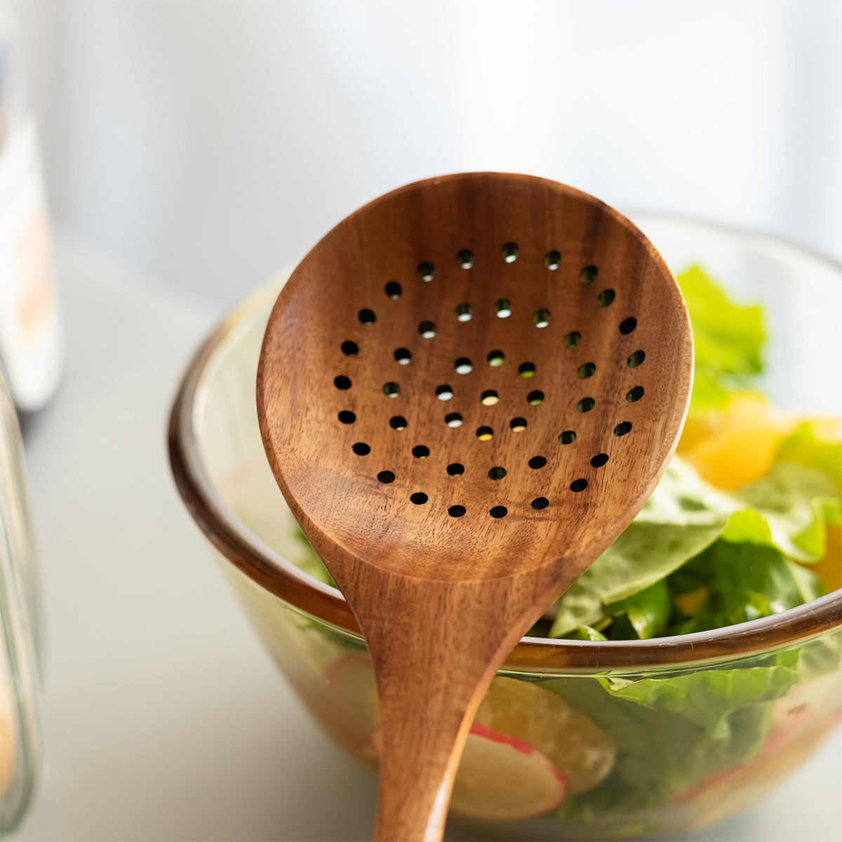 Large Wooden Spoon and Strainer Spoon