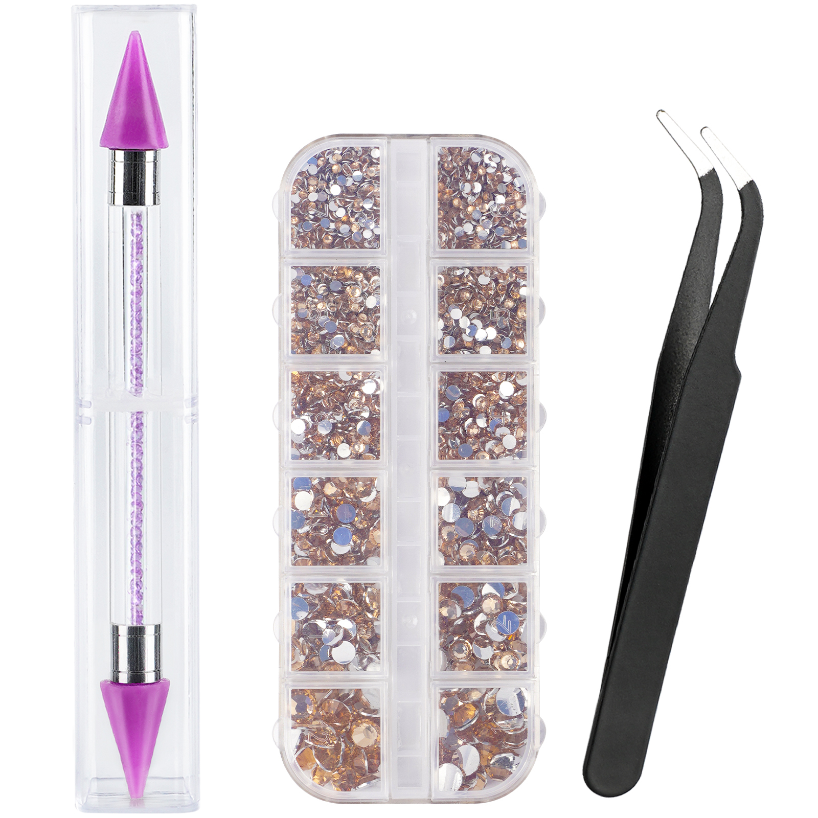 12 Grids Rhinestones Flat Back Gems, Nail Rhinestones Nail Art Gems With Pick  Up Tweezers And Rhinestone Picker Dotting Pen, Nail Art Tools For Nails,  Clothes, Face, Craft - Beauty  Personal
