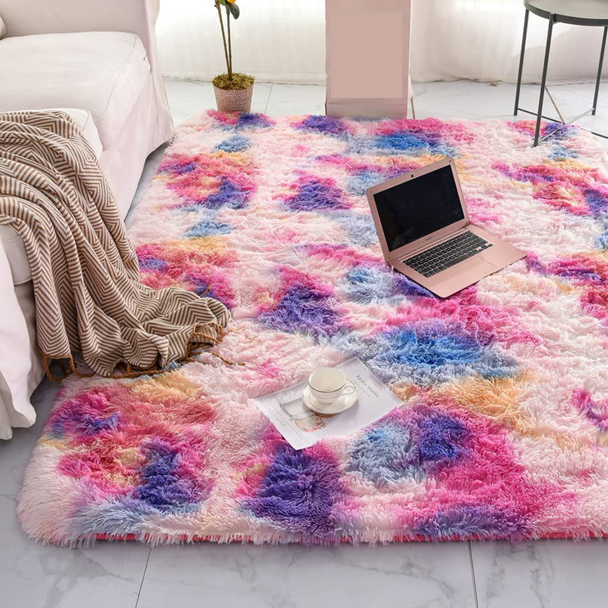 1pc Soft Plush Shaggy Area Rugs Luxury Fluffy Floor Carpet For Bedroom  Living Room Bedside Rugs Non Slip Washable… in 2023