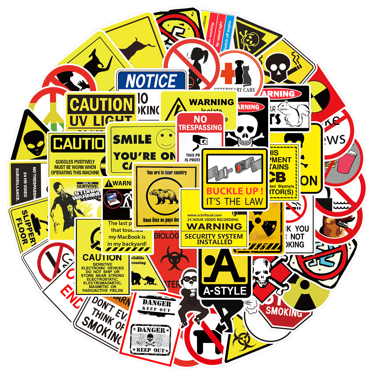 50 pcs warning sticker danger banning