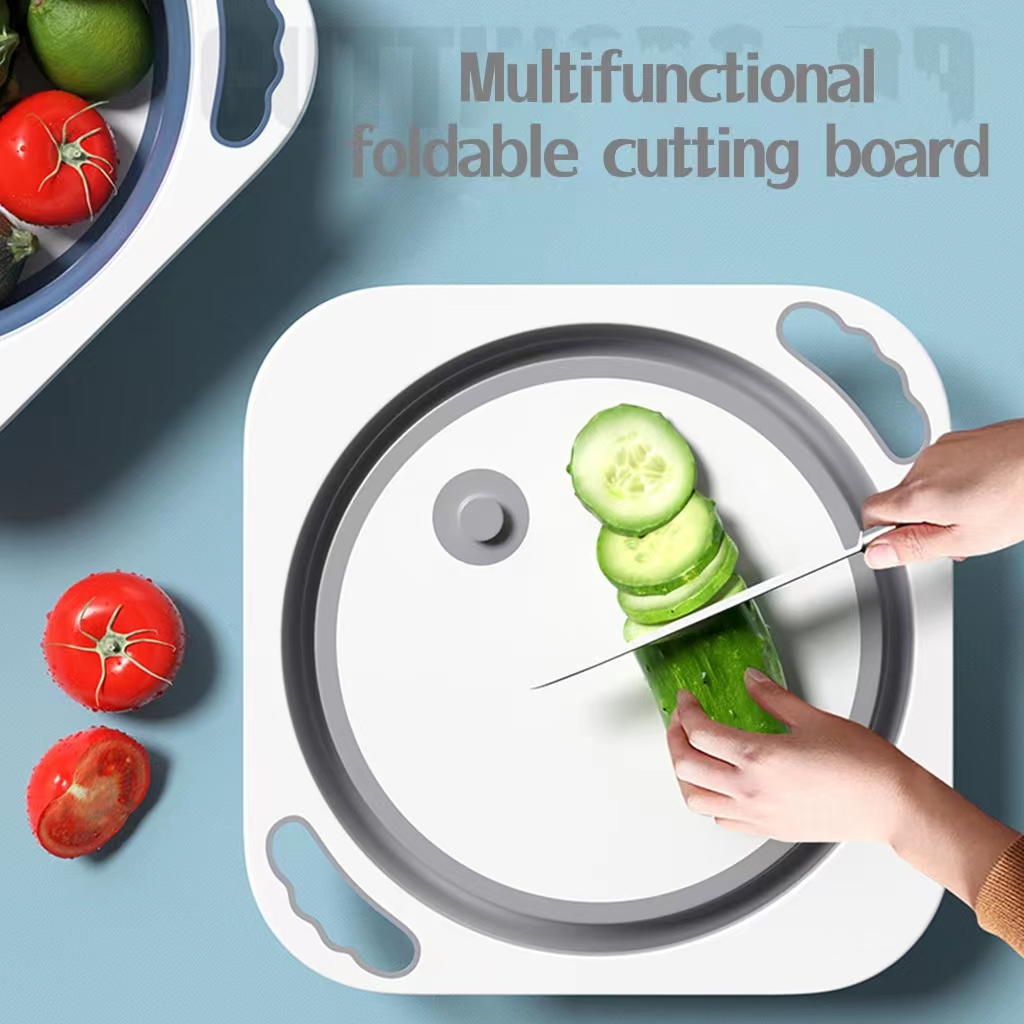 1pc Thin Green Plastic Folding Cutting Board