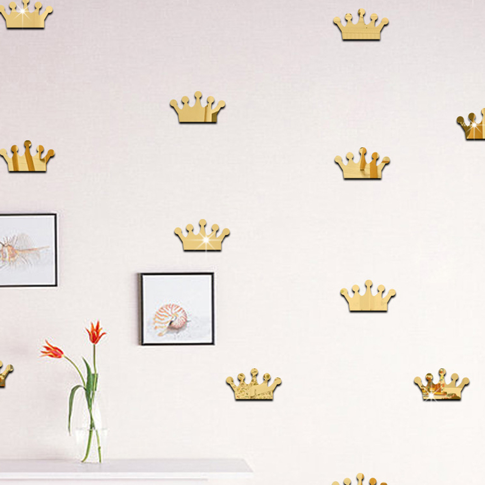 King's Crown Shaped Mirror Wall Sticker Plastic Mirror Wall - Temu
